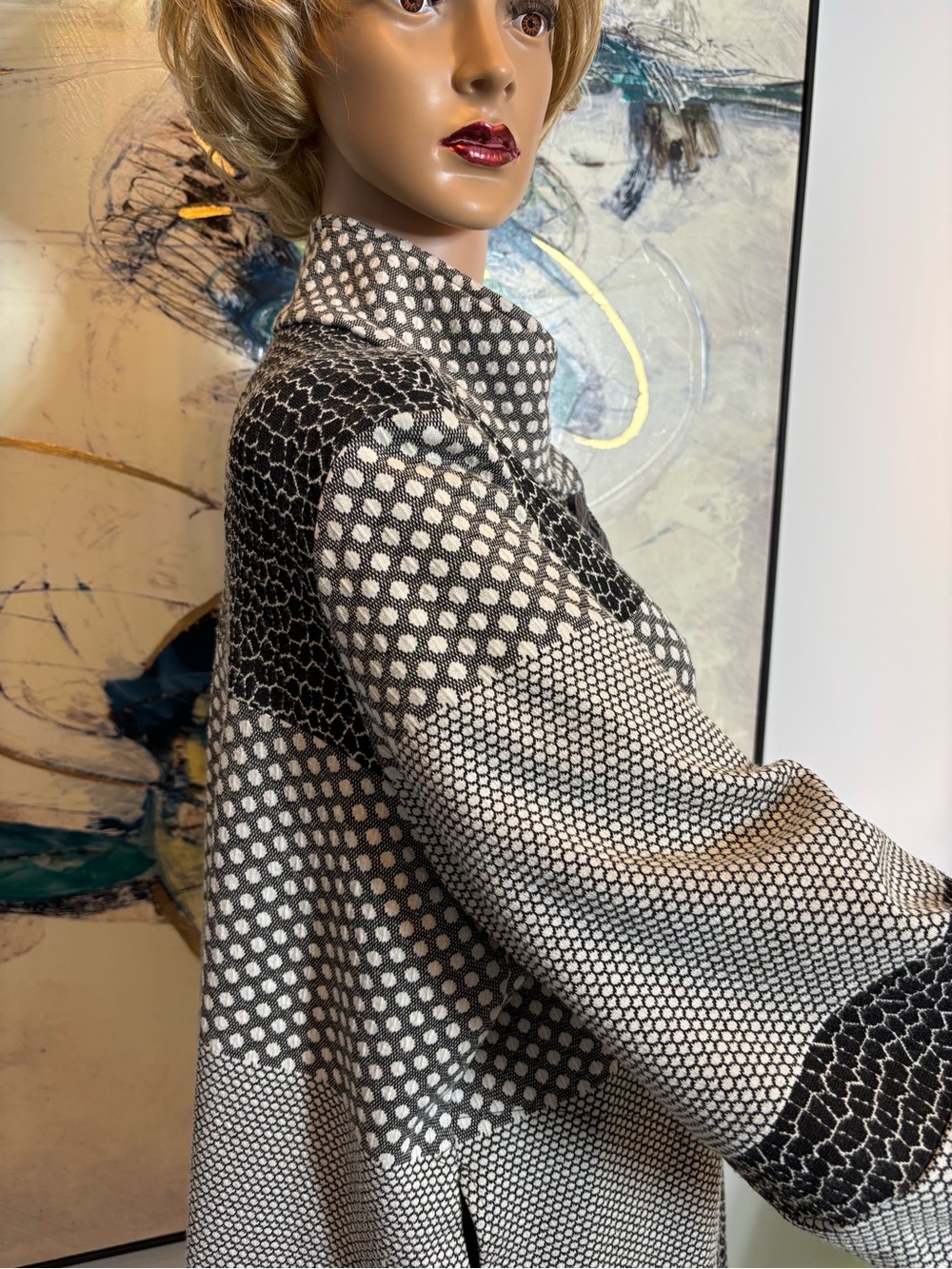 Joseph Ribkoff Black and White Patterned Jacket R1 - Picture 8 of 15